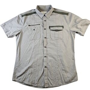 Marc Ecko Cut &‎ Sew Button Up Shirt Men's Size L Pockets Short Sleeve Cotton